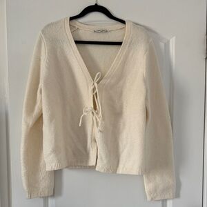 Abercrombie & Fitch Cream Tie-Front Cardigan